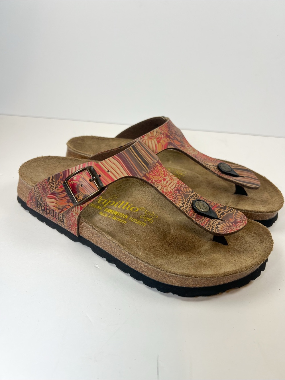 Birkenstock Papillio Gizeh Thong Sandal Multicolor Cork Footbed size 37 Womens 6